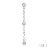 1/6 Ctw Circular Shape 3-Station Round Cut Diamond Drop Earring in 10K White Gold